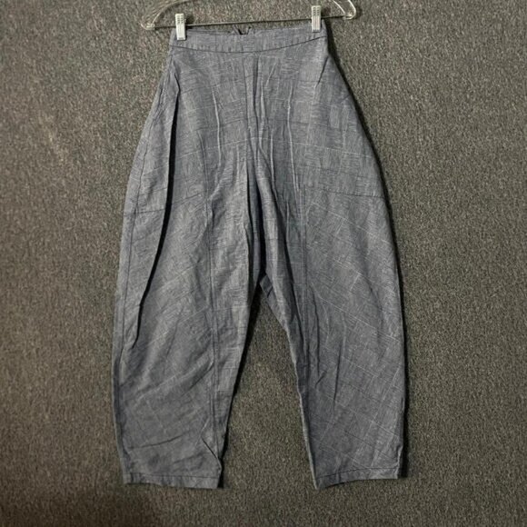 Alpha60 Women's Size XXS Blue High Rise Straight Leg Cropped Lagenlook Pants - Picture 1 of 10